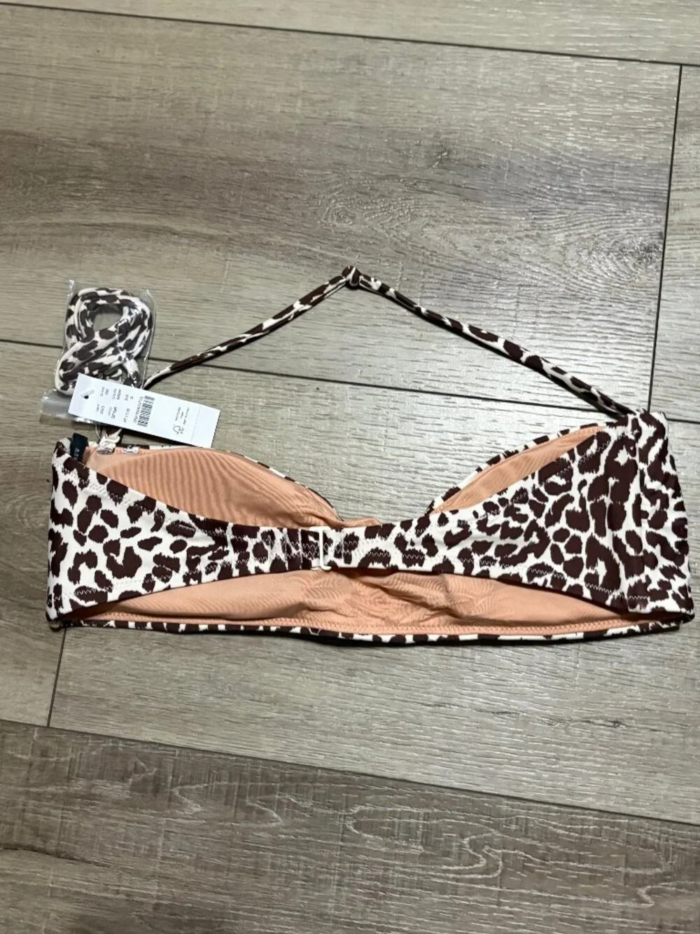 J. Crew Brown and Cream Leopard Print Bandeau Bikini